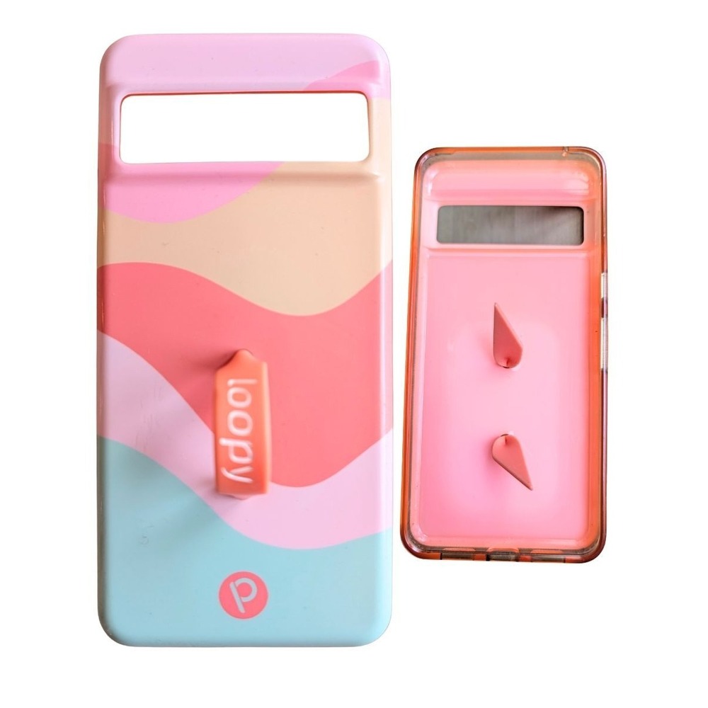 Loopy Google Pixel 8 Pro Phone Case Pink Abstract Waves Built In Finger Loop